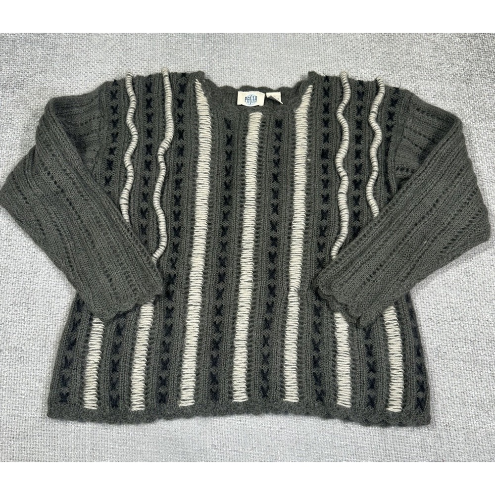 Vtg Pasta Sweater Womens Large Mohair Blend Textured Chunky Open Knit Boho Indie